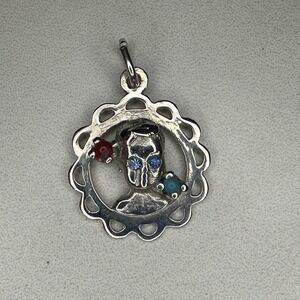 Vintage Sterling Silver‎ Baby Boy Pendant with Red Blue & Teal Gemstones